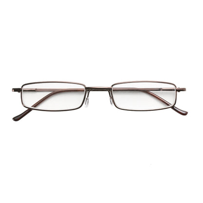 Reading Glasses Metal Spring Foot Portable Presbyopic Glasses with Tube Case, +4.00D