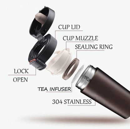 Double Wall Stainless Steel Vacuum Flasks 380ml Car Thermo Cup Coffee Tea Travel Mug Thermol Bottle, 380ml