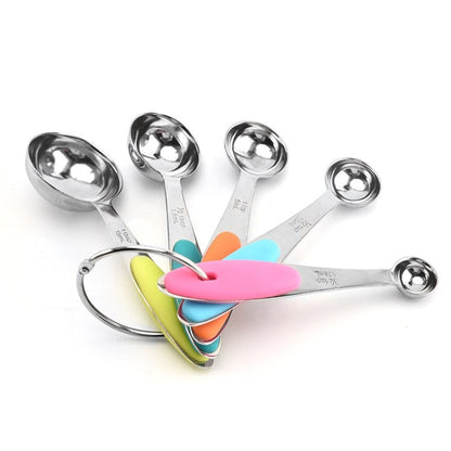 Stainless Steel Measuring Spoon Set Coffee Spoon Baking Kitchen Gadget, Measuring Cup 5 in 1, Measuring Spoon 5 in 1, 5 in 1 Measuring Cup(Color), 5 in 1 Measuring Spoon(Color)