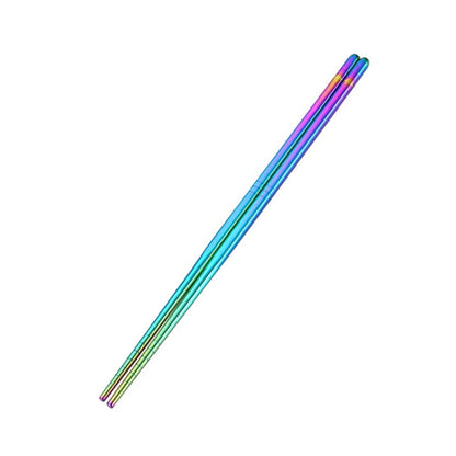 1 Pair Stainless Steel Tableware Colorful Reusable Metal Chopsticks Dishware, Length：23cm