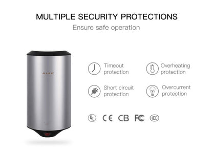 304 Stainless Steel Automatic SensorJet Hand Dryer High Speed Airflow for Home Hotel Airport Hands Drying Machine