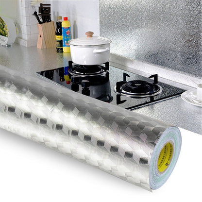 Kitchen Wall Stove Aluminum Foil Oil-proof Stickers Anti-fouling High-temperature Self-adhesive Croppable Wallpaper Wall Sticker, 40cmx5m, 40cmx5m Croppable Wallpaper, 60cmx5m, 60cmx5m Croppable Wallpaper