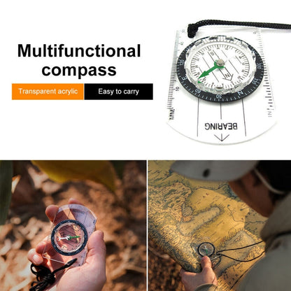 Professional Mini Compass Map Scale Ruler Multifunctional Equipment Outdoor Hiking Camping Survival, Mini
