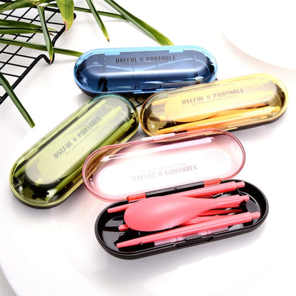 3pcs / Set Mini Outdoor Portable Travel Sets Candy Color Folding Dinner Set Student Kids Kitchen Tool