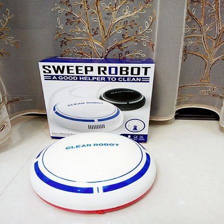 2 In 1 Rechargeable Floor Sweeping Robot Dust Catcher Intelligent Auto-Induction Floor Sweeping Robot Vacuum Cleaner, Black, White