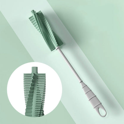 Silicone Baby Bottle Long Handle Cup Cleaning Brush 360 Degree Rotating Bottle Brush, Green, Pink, Light Blue