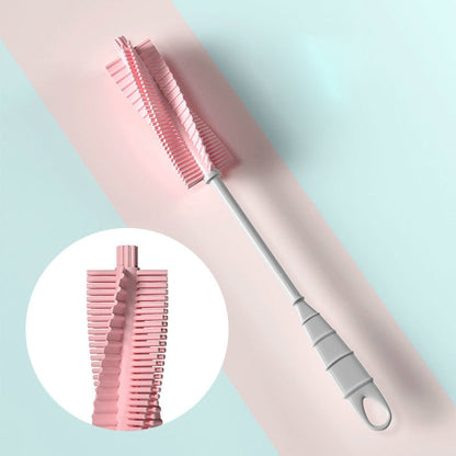Silicone Baby Bottle Long Handle Cup Cleaning Brush 360 Degree Rotating Bottle Brush, Green, Pink, Light Blue