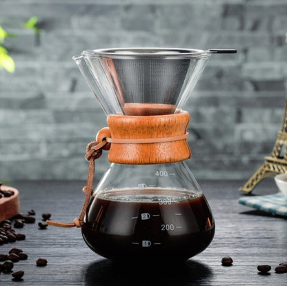 Hand Coffee Pot High Temperature Resistant 400ml Glass Coffee Pot, Pot Without Strainer, Pot With Strainer