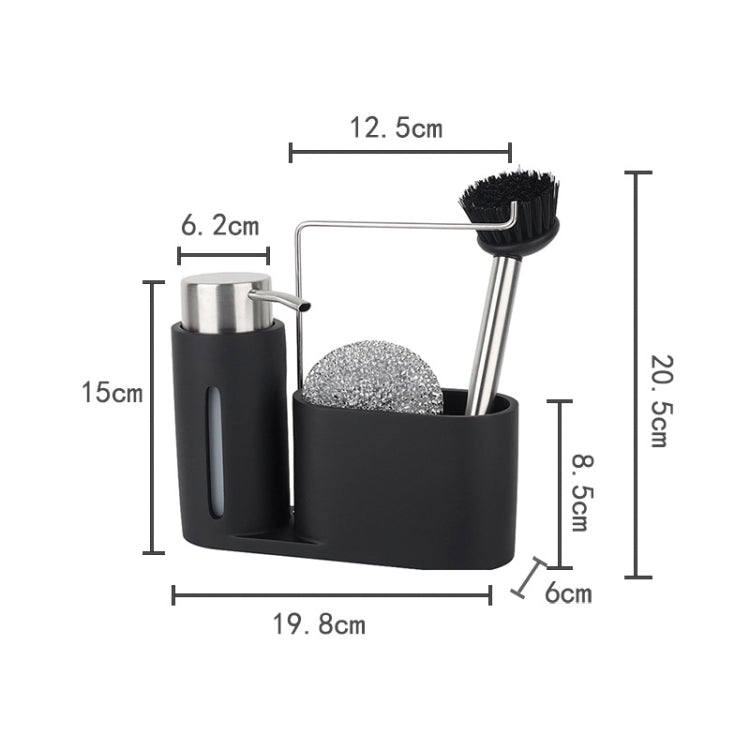 Soap Dispenser Kitchen Sink Steel Wire Ball Pot Brush Rag Storage Rack Set, Brush Rag Storage Rack Set