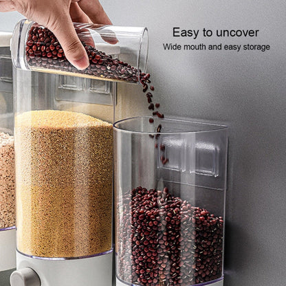 Wall-Mounted Miscellaneous Grain Storage Box Kitchen Large-Capacity Push-Type Sealed Tank, Medium, Large