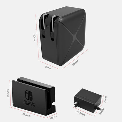 Multi-Function Projection And Charging AC Adapter Base Support Android/PC/Lite For Switch, Black+US Plug, Black+EU Plug, Black+UK Plug