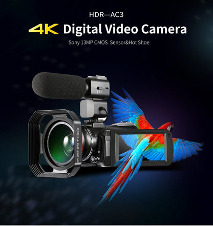 ORDRO AC3 3.1 inch IPS Screen 4K Full HD 13MP Night Vision WiFi Live Camcorder DV Digital Camera, Standard, Standard + Microphone, Standard+ Microphone +Fill Light