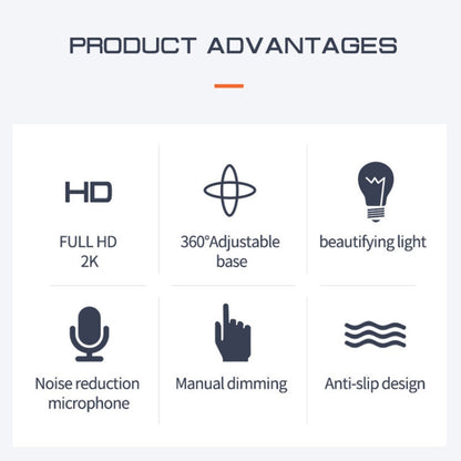 X98 USB Drive-Free HD Fill Light Camera with Microphone, 720P, 1080P, 2K Auto Focus