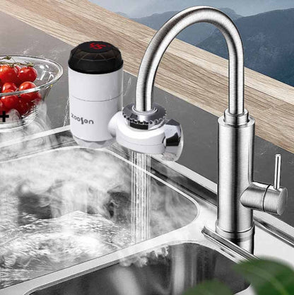 Zoosen Electric Hot Water Faucet Connection Type Instant Hot Water Faucet CN Plug, Style:White + Leak Protection, White, With shower Head Connector, White + Leak Protection
