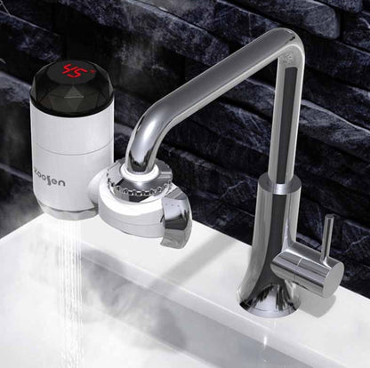 Zoosen Electric Hot Water Faucet Connection Type Instant Hot Water Faucet CN Plug, Style:White + Leak Protection, White, With shower Head Connector, White + Leak Protection