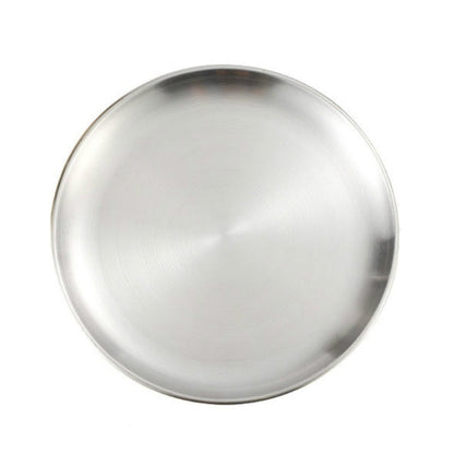 Stainless Steel Thickened Round Plate Cafe Tray Fruit Cake Plate Bone Plate Dish Shallow Plate, 14cm Brushed Matte Silver, 17cm Brushed Matte Silver, 20cm Brushed Matte Silver, 23cm Brushed Matte Silver, 26cm Brushed Matte Silver                       ...