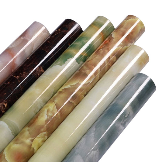 215421210W Marble Pattern Bright Paint Furniture Renovation Self-Adhesive Wall Paper Cabinet Waterproof Film