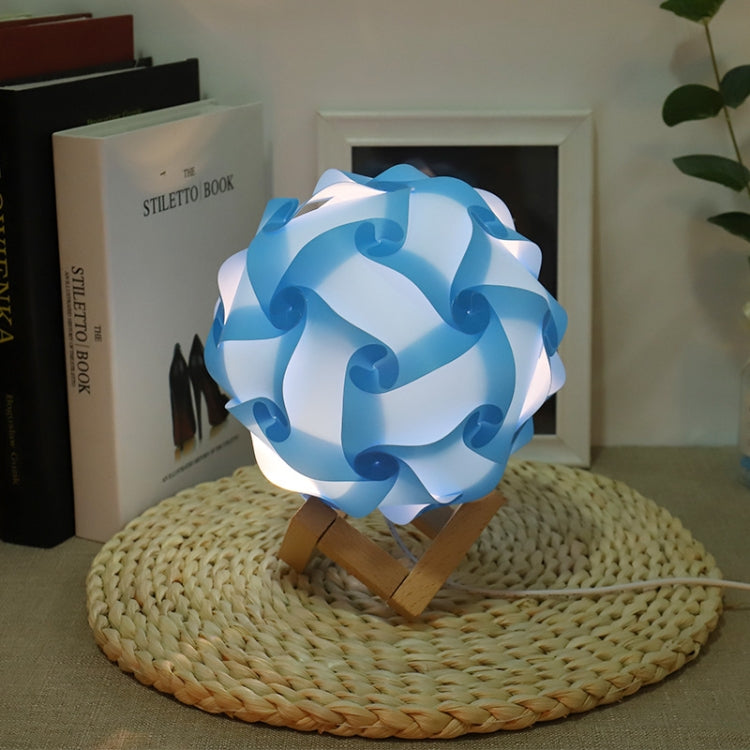 Creative Bedroom Bedside Night Light USB Round Romantic Room Decoration Lamp with Wood Base, DIY Material Kit, Finished Product