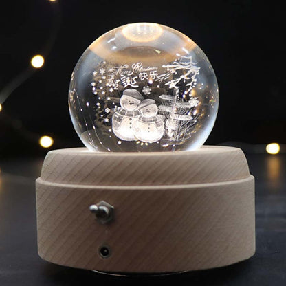 Girl Bedside Lamp Crystal Ball Wooden Base Music Box Charging Glow Rotating Night Light, Random Music, Ballet, Castle, Unicorn, Flying Pig, Dogs, Drawing Girl, Whale, Deer, Deer Head, Cat, Mermaid, Dandelion, Balloon Bear, Christmas Tree, Double Pig   ...