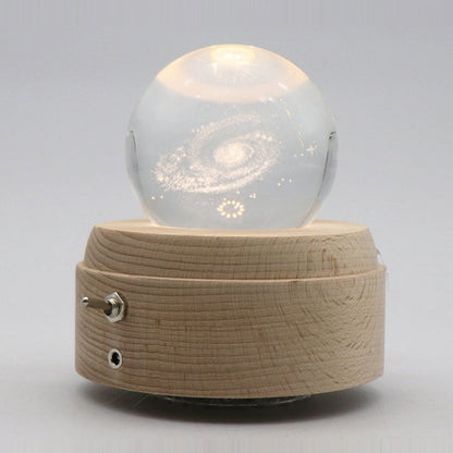 Girl Bedside Lamp Crystal Ball Wooden Base Music Box Charging Glow Rotating Night Light, Random Music, Ballet, Castle, Unicorn, Flying Pig, Dogs, Drawing Girl, Whale, Deer, Deer Head, Cat, Mermaid, Dandelion, Balloon Bear, Christmas Tree, Double Pig   ...