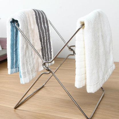 Stainless Steel Kitchen Foldable Storage Rack Plastic Bag Towel Trash Can Holder, Trash Can Holder