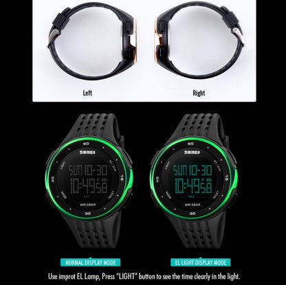 SKMEI 1219 Men Multi-Function Electronic Watch Outdoor Sports Watch, Green, Blue, Black, Rose Gold, Silver