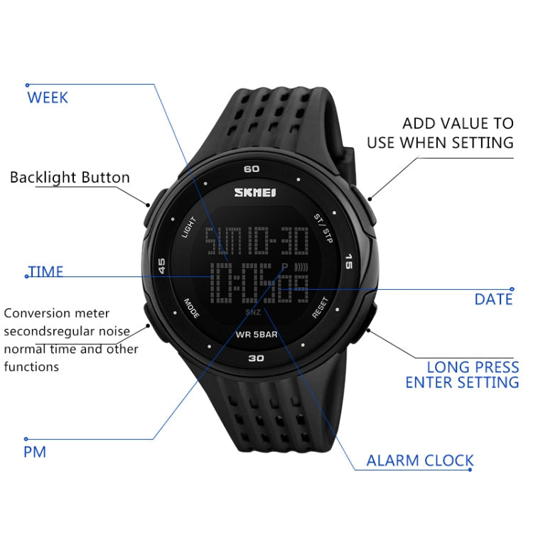 SKMEI 1219 Men Multi-Function Electronic Watch Outdoor Sports Watch, Green, Blue, Black, Rose Gold, Silver