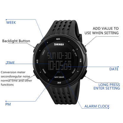 SKMEI 1219 Men Multi-Function Electronic Watch Outdoor Sports Watch, Green, Blue, Black, Rose Gold, Silver