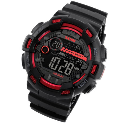 SKMEI 1243 Men Sports Watch Outdoor Waterproof Digital Watch, Red, Black, Golden