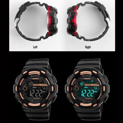 SKMEI 1243 Men Sports Watch Outdoor Waterproof Digital Watch, Red, Black, Golden