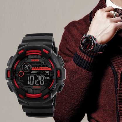 SKMEI 1243 Men Sports Watch Outdoor Waterproof Digital Watch, Red, Black, Golden