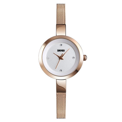 SKMEI 1390 Ladies Business Casual Watch Steel Band Lightweight Quartz Watch, Rose Gold, Golden, Silver