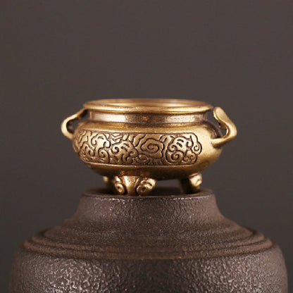 Antique Brass Bronze Tripod Censer Furnace Home Decoration, Brass
