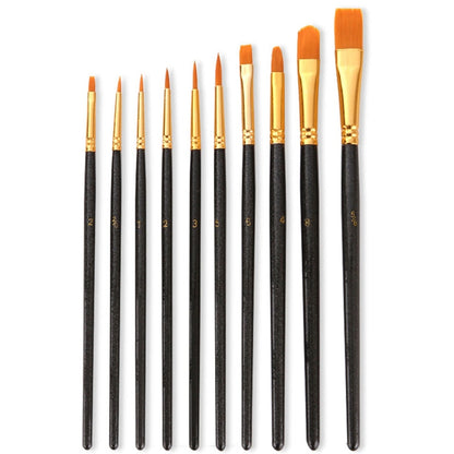 ZHU TING 10 in 1 Pearl Rod Nylon Hair Combination Brush Oil Paint Brush, Blue Rods, Purple Rods, Black Rods