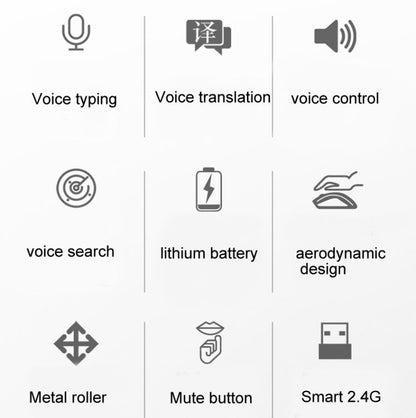 M103 1600DPI 5 Keys 2.4G Wireless Mouse Charging Ai Intelligent Voice Office Mouse, Support 28 Languages, White, Black, Silver, Rose Gold, Gray