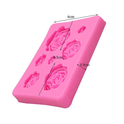 2 PCS DIY Handmade Soap Chocolate Fondant Baking Mold 3D Rose Flower Cake Decoration Silicone Mold, Flower Shape(Pink), Flower Shape(Gray)