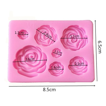 2 PCS DIY Handmade Soap Chocolate Fondant Baking Mold 3D Rose Flower Cake Decoration Silicone Mold, Flower Shape(Pink), Flower Shape(Gray)