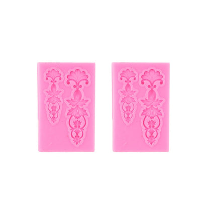 2 PCS Fondant Cake Silicone Mold Hollow Embossed Border Frame Retro Photo Frame Mould