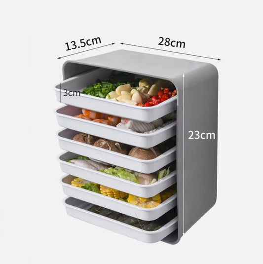 6-Layer Wall-Mounted Hot Pot Tray Kitchen Household Preparation Dishes Free Perforation Rectangular Side Dishes, Gray Frame+ White Plate, Blue Frame + Yellow Plate