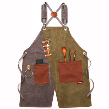 Denim Apron Barber Milk Tea Shop Waiter Overalls, Gray-yellow Shoulder Strap, Blue-white Shoulder Strap, Green-yellow Shoulder Strap, Grey-green Shoulder Strap, Grey-yellow Hook Strap, Blue-white Hook Strap, Green-yellow Hook Strap, Grey-green Hook Strap