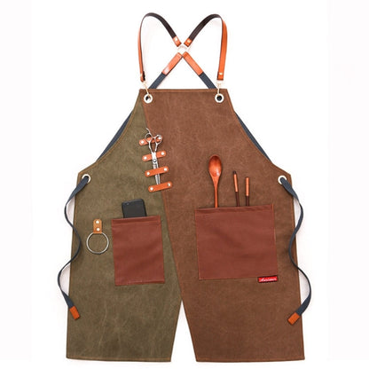 Denim Apron Barber Milk Tea Shop Waiter Overalls, Gray-yellow Shoulder Strap, Blue-white Shoulder Strap, Green-yellow Shoulder Strap, Grey-green Shoulder Strap, Grey-yellow Hook Strap, Blue-white Hook Strap, Green-yellow Hook Strap, Grey-green Hook Strap