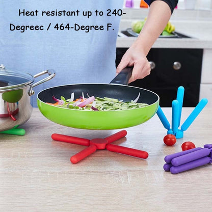Kitchen Cross-Shaped Folding Placemat Thickened Silicone Insulation Pad Pot Mat Coaster, Random Color Delivery, Random Color Delivery