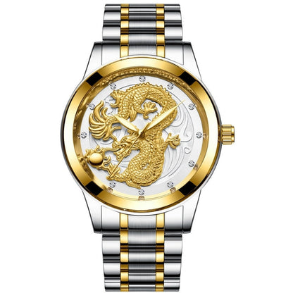 FNGEEN S666 Waterproof Luminous Non-Mechanical Watch Quartz Ultra-Thin Dragon Or Phoenix Pattern Couple Watch, Full Gold Gold Surface, Full Gold Black Surface, FullGold White Surface, Between Gold Gold Surface, Between Gold Black Surface               ...