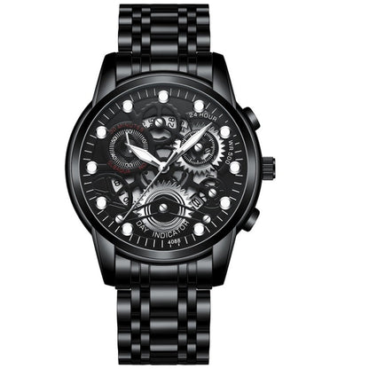 FNGEEN 4088 Men Hollow Quartz Watch Student Waterproof Luminous Watch, Full Gold Gold Surface, Full Gold Black Surface, Black Steel Black Surface White Nails, Black Steel Black Surface Gold Nails, Gold And Gold Surface, Gold Black Surface              ...