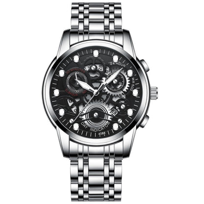 FNGEEN 4088 Men Hollow Quartz Watch Student Waterproof Luminous Watch, Full Gold Gold Surface, Full Gold Black Surface, Black Steel Black Surface White Nails, Black Steel Black Surface Gold Nails, Gold And Gold Surface, Gold Black Surface              ...