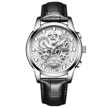 FNGEEN 4088 Men Hollow Quartz Watch Student Waterproof Luminous Watch, Full Gold Gold Surface, Full Gold Black Surface, Black Steel Black Surface White Nails, Black Steel Black Surface Gold Nails, Gold And Gold Surface, Gold Black Surface              ...