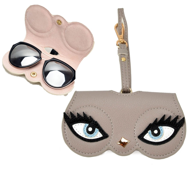 Cute And Funny PU Sunglasses Case Portable Glasses Case With Hanging Buckle, Flowers (Lake Blue Color Matching), Mengbao (Gray Stitching), Cat Girl (Red Frame), Red Love, Big Eyes (Gray), British Style (Stripe Contrast), Red Love Cat Girl, Bat (Black) ...