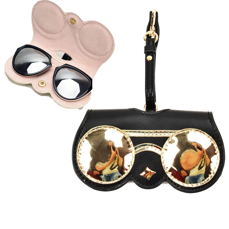 Cute And Funny PU Sunglasses Case Portable Glasses Case With Hanging Buckle, Flowers (Lake Blue Color Matching), Mengbao (Gray Stitching), Cat Girl (Red Frame), Red Love, Big Eyes (Gray), British Style (Stripe Contrast), Red Love Cat Girl, Bat (Black) ...