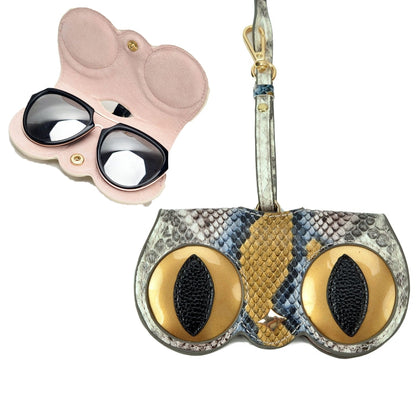 Cute And Funny PU Sunglasses Case Portable Glasses Case With Hanging Buckle, Flowers (Lake Blue Color Matching), Mengbao (Gray Stitching), Cat Girl (Red Frame), Red Love, Big Eyes (Gray), British Style (Stripe Contrast), Red Love Cat Girl, Bat (Black) ...