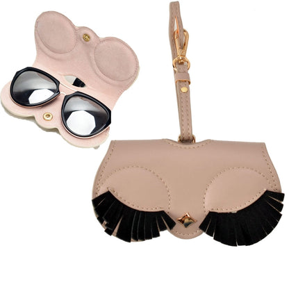 Cute And Funny PU Sunglasses Case Portable Glasses Case With Hanging Buckle, Flowers (Lake Blue Color Matching), Mengbao (Gray Stitching), Cat Girl (Red Frame), Red Love, Big Eyes (Gray), British Style (Stripe Contrast), Red Love Cat Girl, Bat (Black) ...